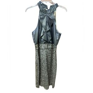 Antonio Melani Sequin Cocktail Dress Black Gold Size 10 NWT